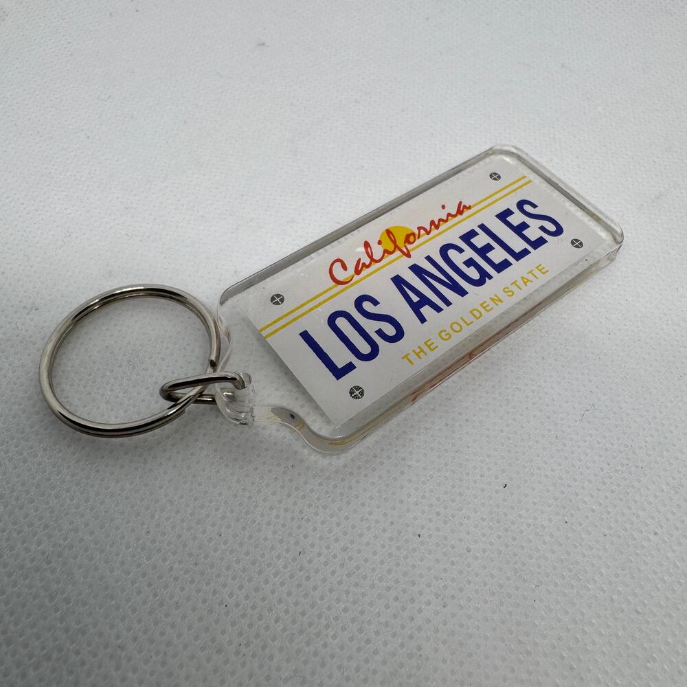 California Los Angeles License Plate Keychain CA Acrylic Souvenir Key Ring 2.5